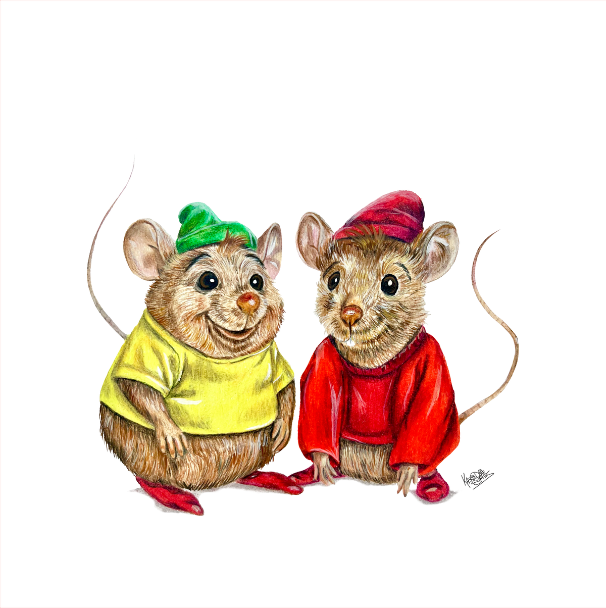 Jaq & Gus Gus — Original Cinderella-Inspired Colored Pencil Artwork | 9 × 12